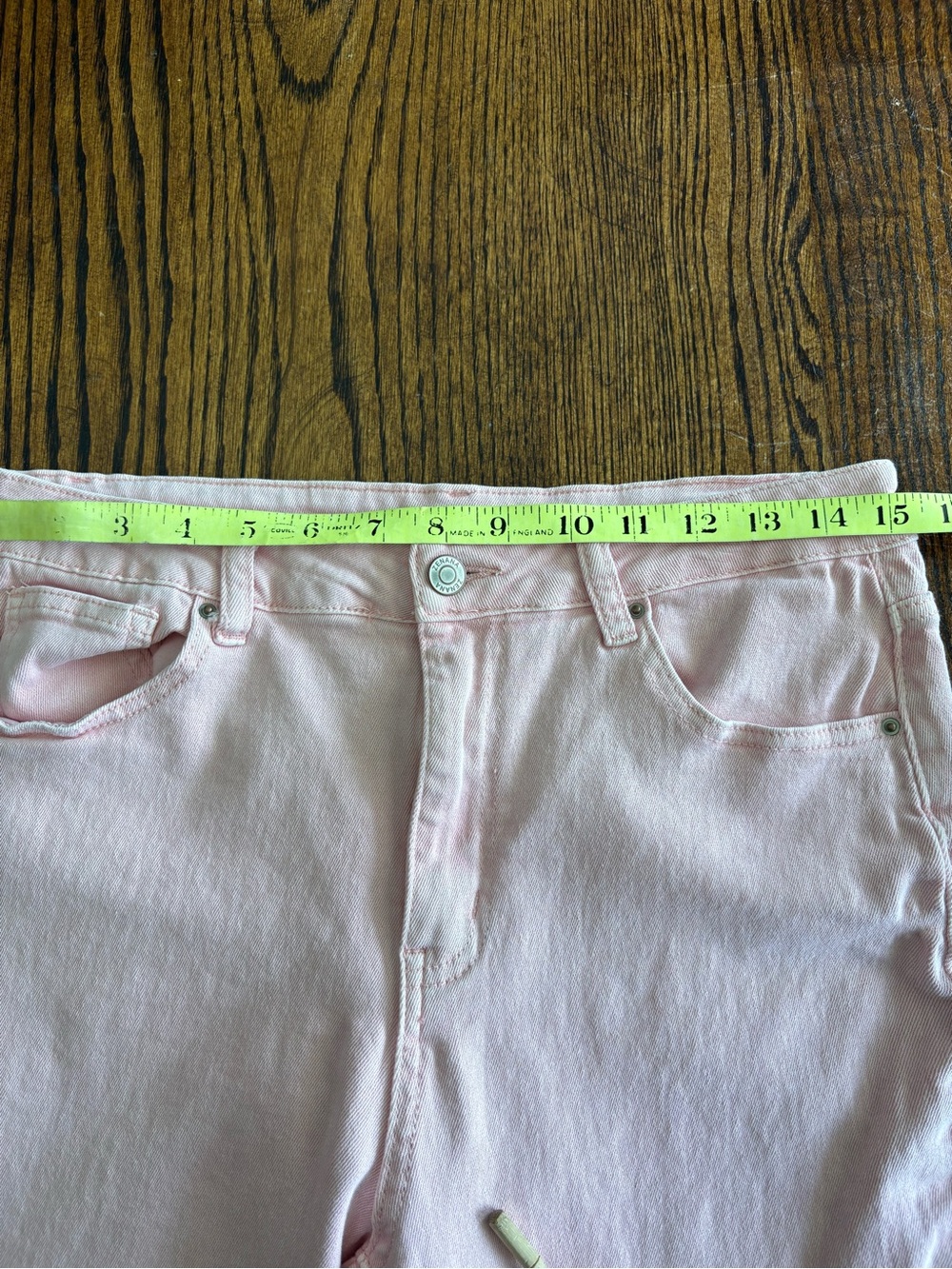 Zenana Wide Leg Raw Hem Dusty Pink Jeans Large Girly High Waist Measures 30x29 - Picture 11 of 14